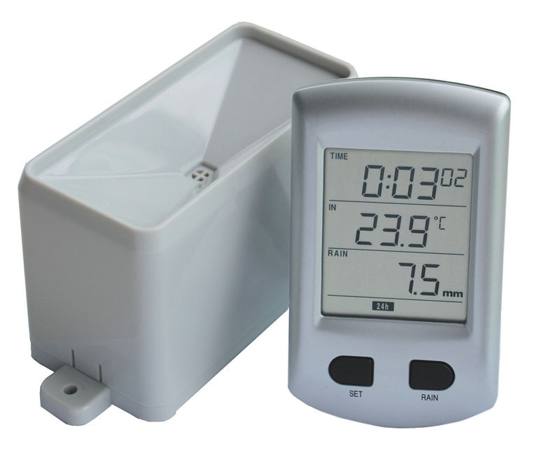 WH0202-Rain gauge meter with temperature & Radio cotrolled clock 