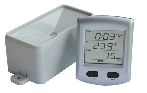 Rain gauge meter with temperature & Radio cotrolled clock 