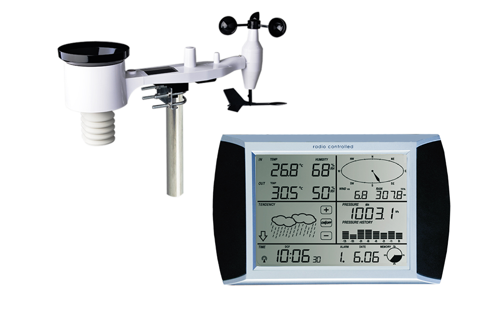 Solar powered touch panel Weather Center with PC interface 