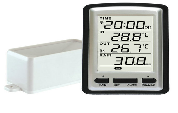wireless rain meter with in/outdoor temperature