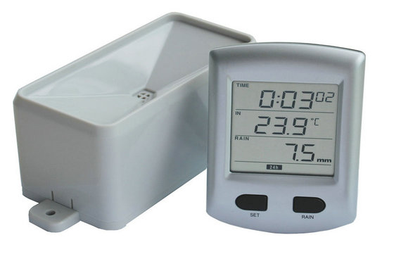 Rain gauge meter with temperature & Radio cotrolled clock