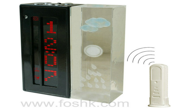 Crystal weather station with outdoor temperature sensor