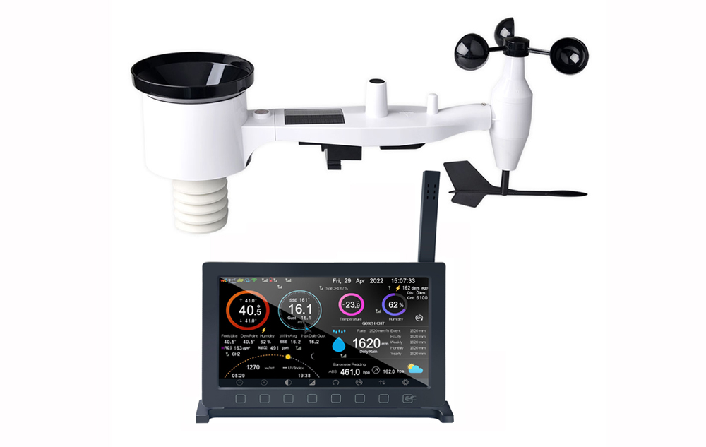 HP2561 Wi-Fi Weather Station TFT Colour Display Touch Button with Solar  Powered 7-in-1 Outdoor Sensor Array