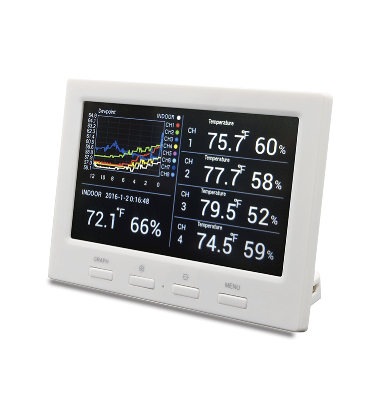 Wireless 8 channel color screen weather station