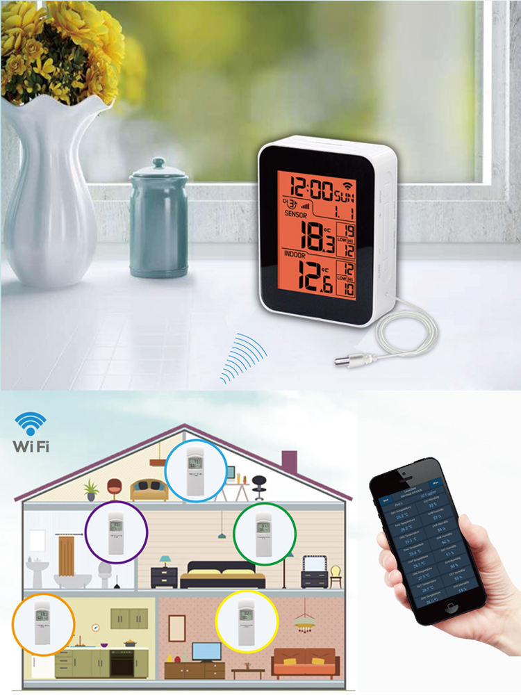 Wireless Thermometer with outdoor temperature sensor and WIFI connection