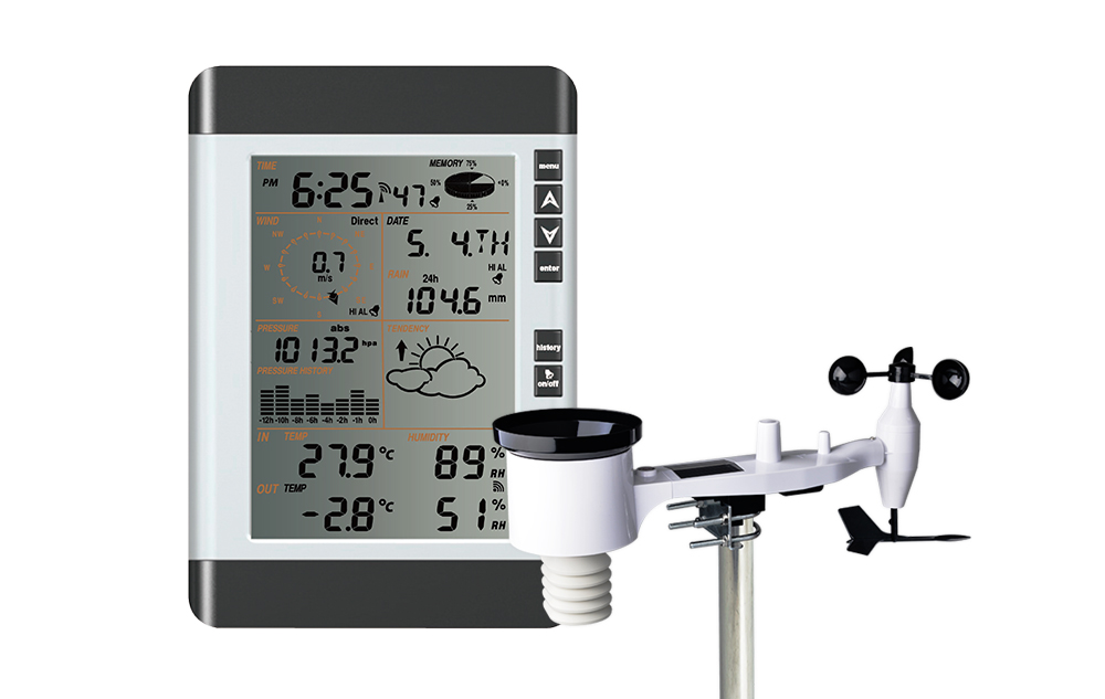 Solar powered weather station with PC interface,with solar panel