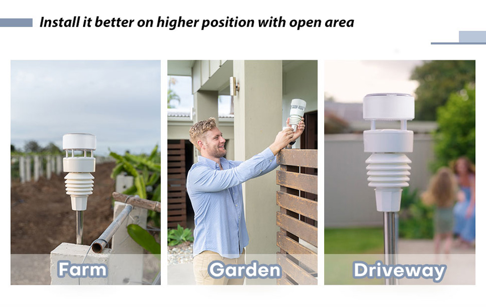 7.5" Large LCD display WiFi Weather Station with 7-in-1 outdoor sensor Haptic Rainfall sensor Ultrasonic Wind Sensor