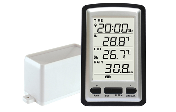 wireless rain meter with in/outdoor temperature